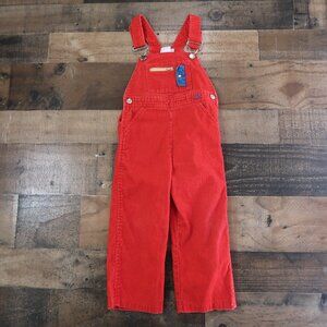 Vintage Izod Lacoste Kids 3T Red Corduroy Overalls
